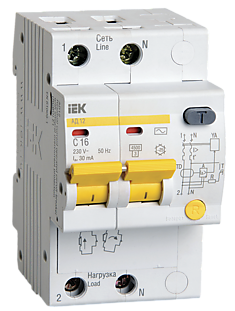 Выключатель автоматический дифференциального тока (АВДТ) АД-12 2п 16A C 30мA  IEK