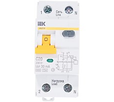 Выключатель автоматический дифференциального тока (АВДТ) АВДТ-32 1п+N 20А 30мА С  IEK