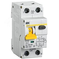 Выключатель автоматический дифференциального тока (АВДТ) АВДТ-32 1п+N 16А 30мА С (IEK)