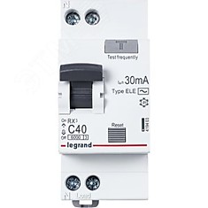 Выключатель автоматический дифференциального тока (АВДТ) Legrand RX3 40А 30мА AC 1П+Н 6кА