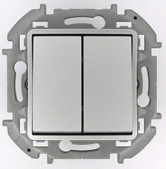 Переключатель модульный двухклавишный с подсветкой- INSPIRIA - 10 AX - 250 В~ - алюминий (673667)