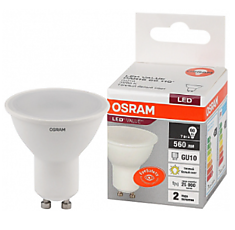 Лампа LED 7 Вт GU10 3000К 560Лм спот 220 В (замена 60Вт) OSRAM