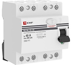 Выключатель дифференциального тока (УЗО) 4п 40А 300мА тип AC ВД-100 (электромех.) PROxima EKF